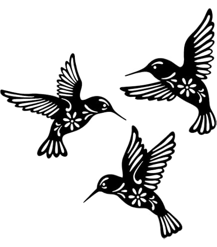 Décoration Murale Métal Silhouette Oiseaux Sur Branche - Sculpture Noire Flottante, Diamètre 30 Cm | Pour Salon, Jardin, Balcon