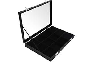 Belle Vous Porta Orecchini Espositore Gioielli Velluto Nero a 12 Slot con Coperchio in Vetro - Cofanetto Portagioie Donna Impilabile- Porta Gioielli Donna Espositore Orecchini, Porta Anelli Regolabile