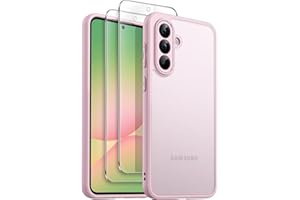 ‎JETECH JETech 3 w 1 Matowe Etui dla Samsung Galaxy A56 5G z 2 Sztuki Ochraniacz Ekranu ze Szkło Hartowane, Przeświecający Oszroniony Osłona Telefonu z Ochrona Aparatu (Różowy)
