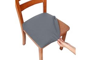 smiry Stretch Chair Seat Covers for Dining Room, Grey Set of 2 Jacquard Dining Chair Seat Protectors Chair Slipcovers