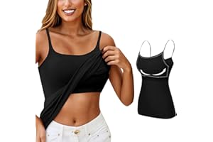 POIUIYQA Camiseta Sin Mangas Con Sujetador Incorporado para Mujer - Camiseta Sin Mangas de Ajuste Holgado Con Sujetador Acolchado - Camisola Fluida Con Correas Ajustables