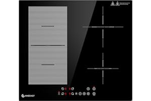 ‎AMZCHEF AMZCHEF Induktionskochfeld 60cm mit Flexzonen, 4 Zonen Induktionskochplatte mit Boost-Funktion und 9 Leistungsstufen, Pausenfunktion, Timer, Sicherheitsschloss, Überhitzungsschutz, BBQ, 7200W