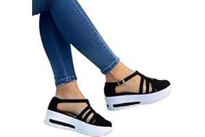 NUSGEAR 2023 Baskets Chaussures femmes Faciles à mettre et à enlever Sandales compensées à Chaussures à semelles épaisses Sandales De Sport à Glissière Orthopédiques Pour Femmes, Sandales Confortables Sport