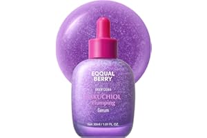 EQQUALBERRY Bakuchiol Plumping Serum - Poren- und Faltenminimierer | Retinol-Alternative für empfindliche Haut | verbessert Festigkeit und Elastizität mit Ceramid, 30 ml