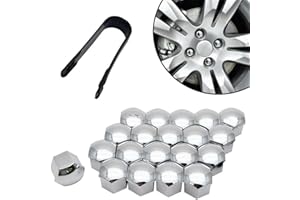 JEYORZY 20pcs Tapas Para Tuercas, Tapones Tornillos Ruedas Coche, Universa, tapas para tuercas de rueda, con protección antirrobo para la mayoría de tornillos de rueda, con Herramienta de Extracción