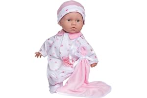 JC Toys- vinyl Muñeca La Baby de 28 cm tiene cuerpo blando y lavable, manta y chupete, rosa, diseñado en España, +12 meses