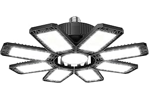 ANNIFUNLY Eclairage Garage 210W 21000LM, Lampe Déformable avec 8+1 Pannelli Ajustables, Plafonnier LED Blanc Froid pour Atelier, Entrepôt, Gym, Sous-Sol, Cuisine