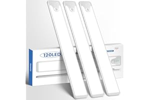 Homelist Under Cabinet Kitchen Lights, 3 Pack Motion Sensor Lights Indoor, Battery Operated Under Cabinet Lighting Stair Closet Night Lights Led Rechargeable Under Counter Light for Kitchen (30cm)