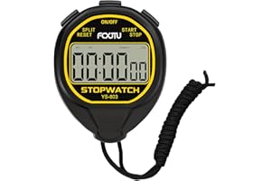 FCXJTU Digital Waterproof Stopwatch, No Bells, No Clock, No Date, Simple Basic Operation, Silent, ON/Off, Large Display for Swimming Running Training Kids Coaches Referees Teachers (Black)