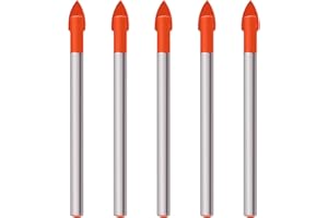 CEXUN 5 Pièces forets,Meche Carrelage,Forets 6mm,Verre Ceramic Tile Forets,Foret Carrelage,pour verre,carrelage en céramique,plastique,aluminium,marbre,miroirs, béton,bois