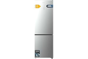 Cecotec Réfrigérateur Combi 456L Total No Frost Bolero CoolMarket Combi 456 Inox E. Hauteur 201cm et 59,5cm Largeur, MAX INSIDE avec VIP Tech, Compresseur Inverter Plus, Basse Consommation, Inox