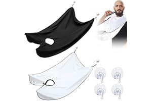 MAXQUU 2 szt. ściereczka do golenia z 4 przyssawkami, peleryna do pielęgnacji salonu, cięcie włosów, wodoodporny fartuch (czarny, biały)