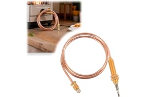 EceoThsy Termopar de Gas Universal M8 Rosca - Sonda Termopar de 600mm para Calentadores, Braseros y Barbacoas - Piezas de Repuesto de Calefacción Exterior con Tuercas de Conexión termopar Estufa Gas