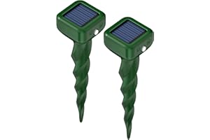 BURMONG Scaccia Talpe Ultrasuoni Solare, Dissuasori per Talpe, IP66 Impermeabile Dissuasori per Topi, Repellente Ultrasuoni Respinge Serpente,Gopher per Giardini e Prati (2 Pezzi)