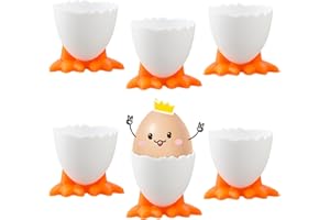 DURONGE 6 soportes para huevos y hueveras, divertido juego de hueveras para niños, para desayuno, huevos crudos y cocidos