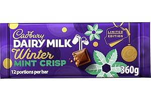 Cadbury Dairy Milk Winter Mint Crisp Edition, Dairy Milk Chocolate Filled with Crispy Mint Pieces, Perfect for Gifting or Sharing, 360 g (Pack of 1)
