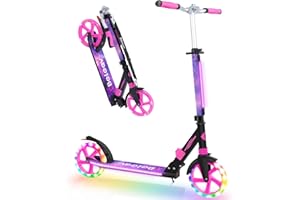 ‎BELEEV BELEEV Big Wheel Scooter mit LED Leuchtenden Lenksäule, Deck, Höhenverstellbar, ABEC-9, 200mm Räder,Federung,Tragegurt, Faltbare Cityroller Kinder ab 6 Jahre,Jugendliche,Erwachsene, Tretroller