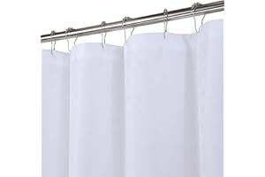 LinTimes Zasłona prysznicowa nadmiarowa, hotelowa luksusowa 190 GSM gruba poliestrowa zasłona prysznicowa Shower Curtain, biała, 180 x 210 cm (opakowanie wielokrotnego użytku)