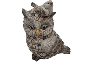 G&H DECOR Statua da giardino in resina sintetica con gufo, motivo uccellino, finitura a mano con dettagli intricati, adatta per interni ed esterni, ideale come regalo per il giardino o il giardino
