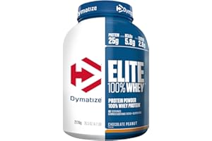 Dymatize Elite 100% Whey Chocolate Peanut 2170g - Pulverizador de adecuada Poteína y Baja Azúcar + Proteína de Suero y BCAA