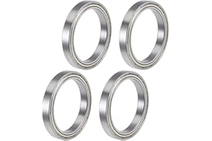 sourcing map 6808ZZ Cuscinetti a Sfera a Gola Profonda Z2 40mm X 52mm X 7mm Doppio Schermato In Acciaio Al Carbonio 4 pz