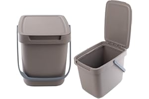 KADAX Poubelle 6 l avec Couvercle et poignée, en Plastique, pour Le tri sélectif, rectangulaire avec Couvercle à charnière (Marron)