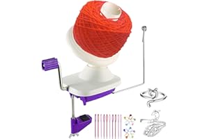 RRIGO Enrouleur de pelote de fil violet pour fil, installation facile pour le rangement du fil + 2 boucles à tricoter réglables + 10 aiguilles à tricoter + 10 aiguilles en plastique