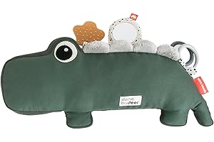 Done by Deer Tummy Time Kissen - Baby Bauchlage Kissen und Sensorik Spielzeug ab 3 Monate - mit Spiegel, Knistergeräuschen und Taktilen Texturen sowie Beißring für Zahnungshilfe