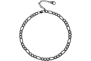 U7 Classical Foot Chain Ankle Bracelet for Women Teenage Girls, Length Resizable 8.5-10.5 Inch, Cuban/Figaro/Mariner/Rounded Box/Wheat/Twist Link Chain Types, Gold/Black Plated/Stainless Steel Silver Anklet Jewellery, Send Gift Box