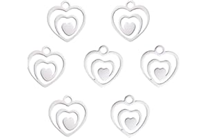 DanLingJewelry 304 Stainless Steel Double Heart Charm Pendant for Jewelry Making Crafting DIY(Stainless Steel Color-10pcs,13.8x12.8x1mm,Hole:2mm)