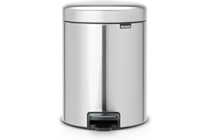 Brabantia NewIcon - Cubo de basura de pedal de 5 litros, color acero mate anti-huellas