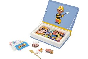 Janod Magnéti'Book yrke-magnetiskt pedagogiskt spel 48 magneter + 16 mallkort barnleksak av FSC-papp-från 3 år, J02597, flerfärgad, liten