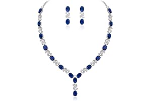 Clearine Women's Wedding Bridal Cubic Zirconia Infinity Y-Shape Necklace Dangle Earrings Set