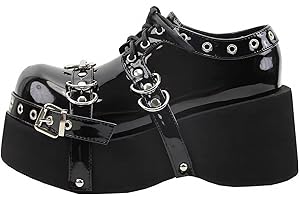 ULALAZA Mary Janes Chaussures à Plateforme pour Femme - Cheville - Escarpins Gothiques à Plateforme - Chaussures à Plateforme épaisse - Chaussures habillées en Cuir Verni