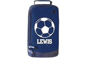 ABSOLUTELY TOP Personalised Childrens Football Boot Bag Boys Footy Ball Kids Sports Rugby Kit, Midnight Navy/Frosty White Print