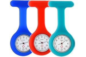 SibyTech Schwesternuhr Ansteckuhr fob,Silikon mit Pin/Clip,Glow Pointer im Dunkeln,Infektionskontrolle Design,Analog-digital,Quarzwerk,Arzt Sanitäter medizinische Brosche Fob Uhr