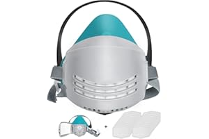 ANUNU Masque de protection avec 20 filtres, respirateur avec filtres remplaçables pour peinture, résine époxy, soudure, travail du bois et autres travaux de protection