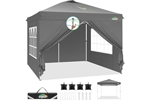 COBIZI Gazebo 3 x 3, UV Protection 50+ Folding Gazebo 3 x 3 Waterproof Stable Winterproof with 4 Side Panels and 4 Sand Bags, Pop Up Gazebo Foldable 3 x 3 m Gazebo for Camping, Beach, Family Reunion
