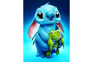 Aucrsozk Stitch Diamond Painting Kit para Hogar Decoración DIY 5D Completo Cristal Pintura de Diamante para Adultos Niños Redondo Taladro Cuadro de Diamantes para Navidad 30x40cm