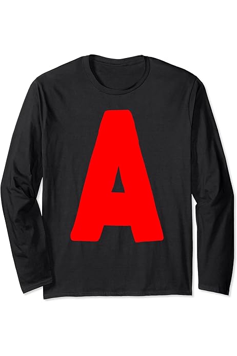 Letter A big and bold red V-Neck T-Shirt : Amazon.co.uk: Fashion