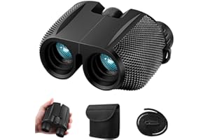 AIWORTH Binocolo compatto 10 x 25 per adulti e bambini – piccolo binocolo con lente FMC ampia visione notturna Luce debole – Binocolo leggero impermeabile per birdwatching, caccia, viaggi, sport