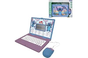 Lexibook, Disney Stitch, Bilingual English/French Educational Laptop, 124 Language Activities, Writing, Maths, Logic, Music and Games, Boys and Girls, Purple / blue, JC598Di1LXB