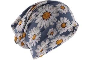DJC BOUTIQUE Chemo Headwear Women UK Soft Beanie Head Wrap Scarf Cap Alopecia Bandana Head Cover Multifunction Daisy