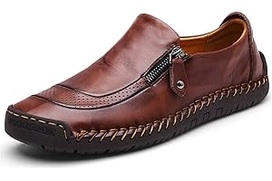 Moodeng Décontracté en Cuir Plat Mocassins Chaussures Bateau Sneaker Non-Slip Durable Respirant Mocassins