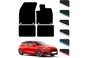 GCM - Car Floor Mats for Ford Focus Mk4 2018 To Present Full Coverage Floor Protection - Anti Slip & Fit Car Mat with Clips Easy to Clean Car Carpet for All-Weather- Black Edging, Carpet