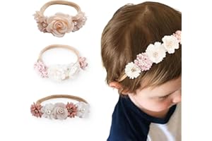 ZOPJUMA Fascia Capelli Neonata,3 Pezzi Fasce in Grosgrain per Bambine Floreale Copricapo Elastici Fascette Neonata Nastri Capelli per Neonati, Ragazze, Bambini Piccoli,Accessori per la Fotografia