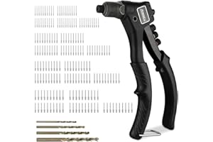 ANESTY Rivettatrice Manuale Professionale Pinza per Rivetti a Strappo, 4 in 1 Pinza Rivettatrice Pistola per 200 Rivetti Ciechi 2,4, 3,2, 4,0 4,8 mm con 4 Testine Intercambiabili e Punte Elicoidale
