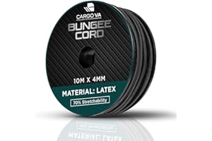 CARGO VA INTELLIGENT VEHICLE ACCESSORIES CargoVA Corda in gomma 4mm 10m nera - Corda espandibile 70% stretch - Corda di tensione resistente alle intemperie per rimorchi, tende da sole, teloni, ecc.