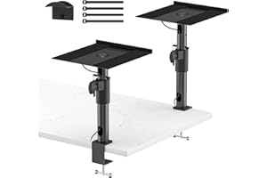 NOTIELA Clamp-on Desktop Speaker Stands Pair for LG, Sony, Vizio, Klipsch, Samsung, JBL Speaker Stand Desk - Adjustable Desk Speaker Stands for Most Satellite & Bookshelf Speaker Stands Wr Cable Management