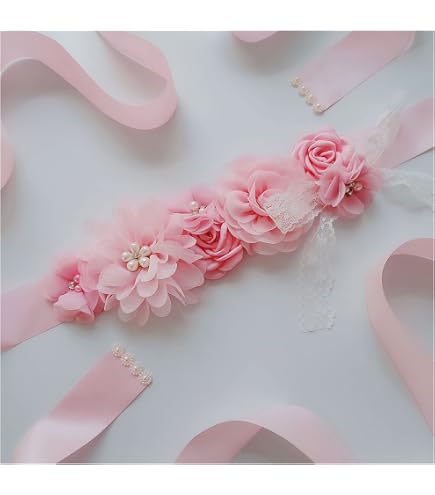 Set Fascia Per Capelli Con Fiori Per Bambine – Rosa, Chiffon E Strass, 3 Pezzi - 2